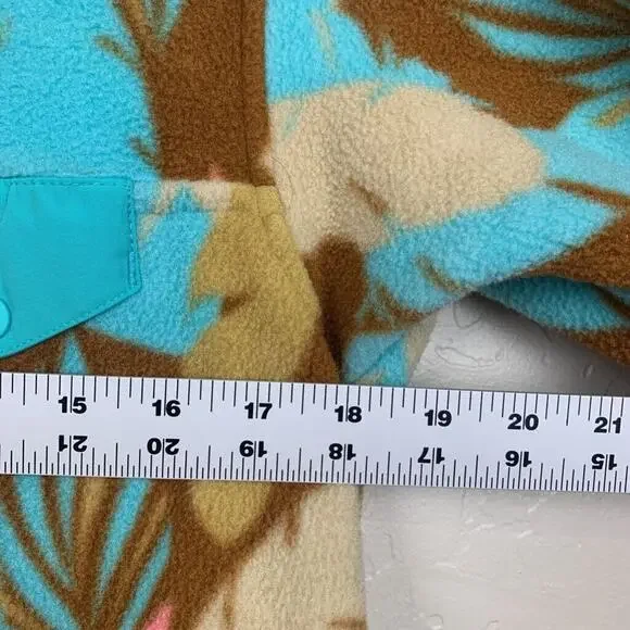 Patagonia Synchilla Fleece Womens Small Blue Tan Feather Dance Snap Close - Picture 4 of 7